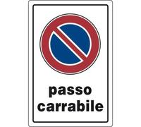 Passo Carrabile Cartello Segnaletico in Alluminio, 20x30 cm, Segnale di Divieto di Sosta, Targa per Garage e Accessi Privati