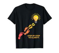 Passo Dopo Passo per Chiarezza Footprints Lightbulb Design Maglietta