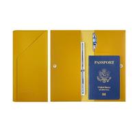 Passoport Porta biglietti porta passaporto ispessito oro stampato in pelle PU borsa documenti per uomini e donne custodia passaporto, Giallo