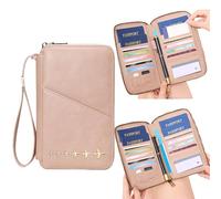 Passport Wallet PU Leather Passport Holder Cover Travel RFID Blocking Pssports Cover Travel Wallet Case Organiser Credit Cards Case Covers for Women & Men Holds Phones Cash Cards
