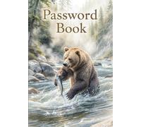 Password Book with Brown Bear Catching Fish - Realistic Wildlife Cover, Secure Login Tracker with A-Z Tabs, Large Print & Pro Tips - Outdoor-Inspired Volumani N Design