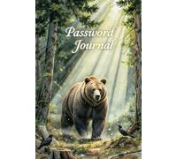 Password Journal with Powerful Brown Bear in Misty Forest - Realistic Wildlife Design, A-Z Tabs, Large Print Organizer for Secure Logins - Volumani N Exclusive for Outdoor & Nature Enthusiasts