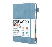 Password Log Book Keeper - Website Password Secure Book | Linguette alfabetiche - 15,5 x 12 cm in pelle PU 180 g con passante per penna tasca elastico per contatti accesso al sito web