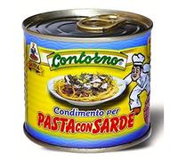 Pasta con sarde alla siciliana, condimento tipico per la pasta con le sarde tradizionale siciliana ditta Contorno. CONFEZIONE DA 24 LATTINE DA 240 GR. CADAUNA - OFFERTA INGROSSO