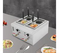 Pasta Cooker, Cooker elettrico in acciaio inox 201, Pratica macchina per la cottura della pasta con 4 cestini per pasta per spaghetti, verdure bollite (argento)