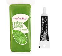 Pasta di mandorle Verde 200 g + penna per glassa nera