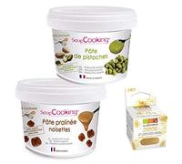 Pasta di pistacchio 200 g + Pasta di nocciole 200 g + Glitter alimentare oro