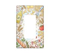 Pasta Kitchen - Copertura per interruttore a bilanciere singolo, per cucina, olio d'oliva, aglio, cucina, blu pastello, in plastica, dimensioni standard, decorazione per nuovo appartamento, casa