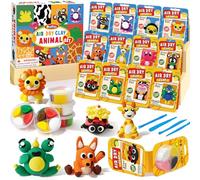 Pasta Modellabile Leggera, 12PCS Kit Animali, Argilla Autodurente Lavoretti Manuali per Bambini, DIY con Strumenti e Guida, Set Creativo Regalo Compleanno per Bambini e Bambine dai 3 Anni
