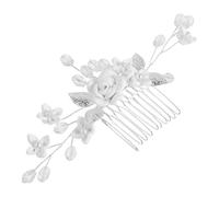 Pasta Pettine Bianca Floreale in Laterale Polimerica da Sposa | Stile Artigianale e Raffinato, Effetto Fiore Conservato, per Acconciature Nuziali Romantiche