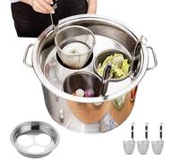 Pasta Pot with Strainer Insert - 304 Stainless Steel 35x22cm | Multi Functional Spaghetti Cooker Steamer Pot with Basket Strainer | Kitchen Cooking Supplies for Meal Prep Family Cooking Beginners