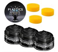 Pasta Restauratrice Per Plastiche Nere Auto E Moto, 100ml Anti-UV Rinnova Plastiche Auto Nero, 3Pezzi Anti-Graffio Asciugatura Rapida Trattamento Cruscotto, Rinnova PlasticheAuto Per Paraurti