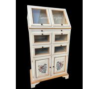 PASTAIA DISPENSA VETRINA ARTE POVERA DECORATA A MANO DIPINTA