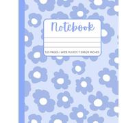 Pastel Blue Floral Composition Notebook - Wide Ruled: Pretty Flower Pattern Softcover Journal | 110 Lined Pages for School, Writing & Notes | 7.5 x 9.25 Inches | Aesthetic Stationery for Girls & Women