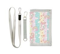 Pastel Cartoon Squirrel trifold portafoglio titolare della carta per donna semplice mens portafoglio con cordino, scoiattolo cartone animato pastello, 1 size