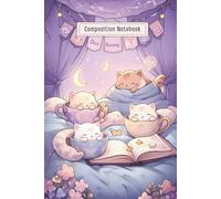 Pastel Cat Nap Club - Kawaii Lavender Notebook with Sleepy Teacup Cats, Moons & Cozy Details: 7.5" x 9.25" Aesthetic Lined Journal for Teens - Dreamy ... with Blankets, Books & “Do Not Disturb” Vibes
