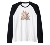 Pastel Gingerbread House Graphic for Women Cute Christmas Maglia con Maniche Raglan