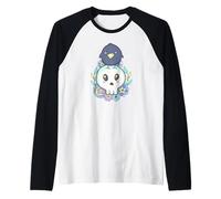 Pastel Goth Kawaii Corvo e Teschio Dark Academia Maglia con Maniche Raglan
