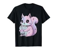 Pastel Goth Kawaii Cute Creepy Scoiattolo Bubble Boba Tea Maglietta