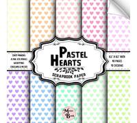 Pastel Hearts Scrapbook Paper: Double Sided Sheets for Journaling, Decoupage, Origami, Collage, and Various DIY Craft Projects | 8.5" x 8.5" (21.59 x 21.59 cm)