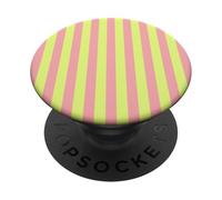 Pastel Pink and Green Striped Spring Color Design PopSockets PopGrip Adesivo
