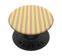 Pastel Pink and Green Striped Spring Color Design PopSockets PopGrip Adesivo