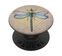 Pastel Pink and Purple Dragonfly on Pink Background PopSockets PopGrip Adesivo