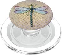 Pastel Pink and Purple Dragonfly on Pink Background PopSockets PopGrip per MagSafe