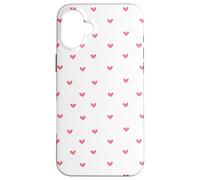 Pastel Pink Minimalist Heart Pattern Girly Girls Women Custodia per iPhone 16 Plus