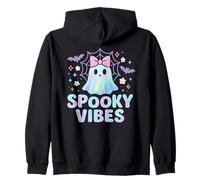 Pastel Spooky Vibes Cute Ghost con Fiocco Rosa Felpa con Cappuccio