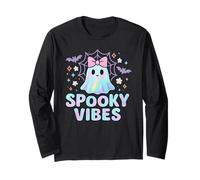 Pastel Spooky Vibes Cute Ghost con Fiocco Rosa Maglia a Manica