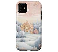 Pastel Winter Christmas House Decor With Snowflake Pattern Custodia per iPhone 11