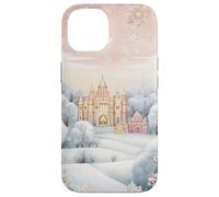 Pastel Winter Christmas House Decor With Snowflake Pattern Custodia per iPhone 14