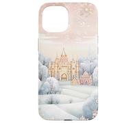 Pastel Winter Christmas House Decor With Snowflake Pattern Custodia per iPhone 15