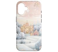 Pastel Winter Christmas House Decor With Snowflake Pattern Custodia per iPhone 16