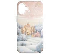 Pastel Winter Christmas House Decor With Snowflake Pattern Custodia per iPhone 16 Plus