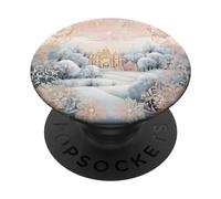 Pastel Winter Christmas House Decor With Snowflake Pattern PopSockets PopGrip Adesivo