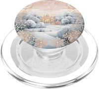 Pastel Winter Christmas House Decor With Snowflake Pattern PopSockets PopGrip per MagSafe