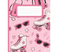 Pastel Y2K Composition Notebook, Cute Roller Skates & Retro Cassette Journal, Wide Ruled, 120 Pages, 7.5x9.25 in, Back to School Essential Supplies, ... Matte Cover Notebook for School& Journaling
