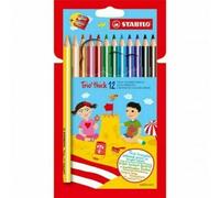 PASTELLI 12 colori STABILO TRIO MAXI THICK TRIANGOLARI CON TEMPERINO STABILO