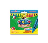CARIOCA Pastelli Maxi Wax, Pastelli a Cera Lavabili con Punta Grossa per Bambini, Morbidi e Scorrevoli, Colori Assortiti e Brillanti, Facili da Temperare, 12 Pezzi