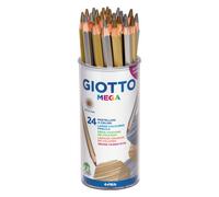 Pastelli a matita Giotto Mega: barattolo con 24 u., mina oro (14) e argento (10)