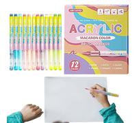 Pastelli acrilici | Asciugatura rapida permanente permanente 12 colori, pennarelli per bambini con punta a pennello per arte e fai da te - per tessuto tela pietra metallo legno graffiti compleanno