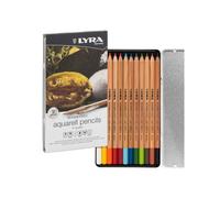 pastelli aquarell rembrandt - 3,7 mm - colori assortiti - lyra - astuccio metallo 12 pezzi