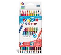 Pastelli Carioca Bi-Color Triangolari, 12 Pezzi, Confezione da 3, Multicolor, per Tutte le Età, ideali per Scuola