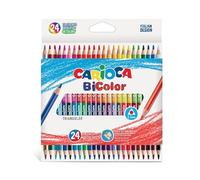 Pastelli Carioca Bi-Color Triangolari, Set 72 Pezzi, Verde Fucsia Giallo Blu Viola, Confezione Risparmio da 3 Pacchi da 24, Per Tutte Le Età