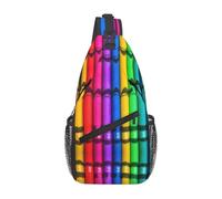 pastelli colorati È una borsa a tracolla casual da uomo con elevata capacità di archiviazione e una tasca applicata su ogni lato., Nero, Taglia unica