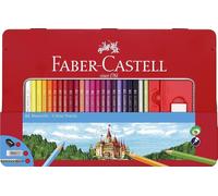 Pastelli colorati esagonali in legno FABER-CASTELL 48 pz in astuccio in metallo con temperino, gomma e matite