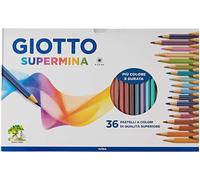 Supermina pastelli colorati - esagonali D 7,6mm lunghezza 18cm e mina D 3,8mm - colori assortiti - Giotto - astuccio 36