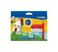 Pastelli colorati - LYRA - Groove Triple 1 - Astuccio da 12 - Mine extra grosse 10 mm - 3 in 1